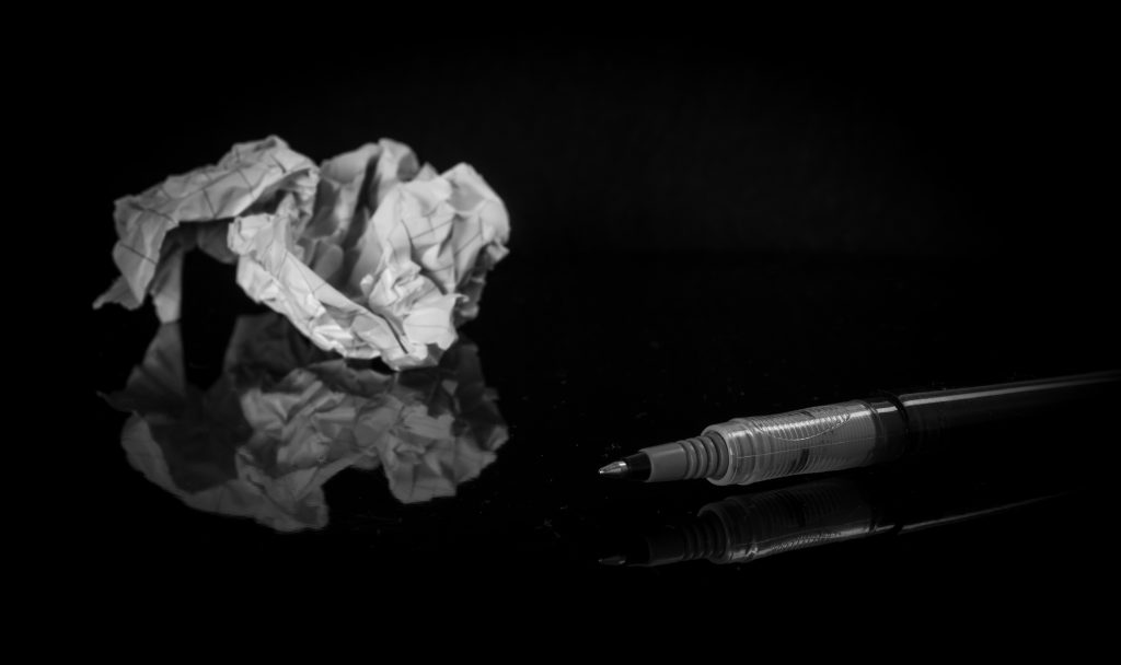 rework pen and crumpled paper