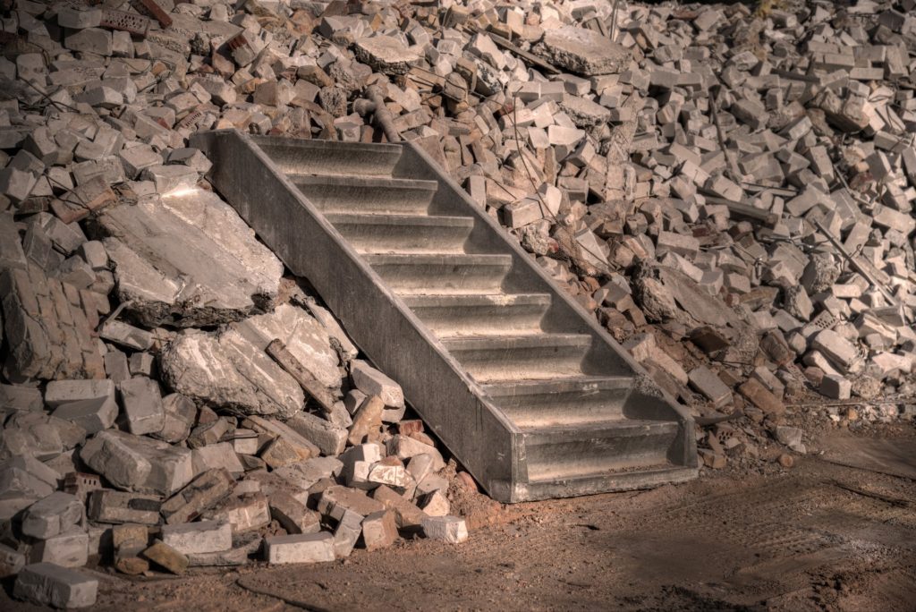 stairs within rubble