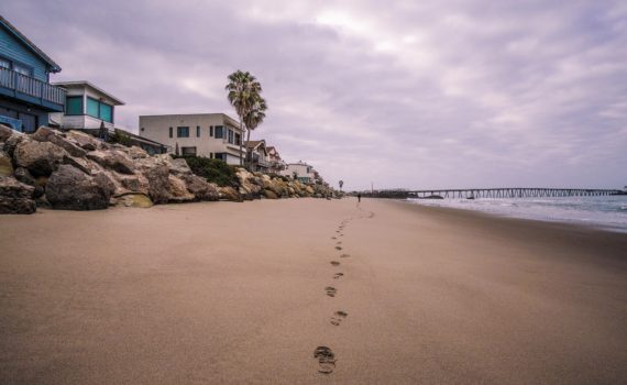 steps on a peaceful beach